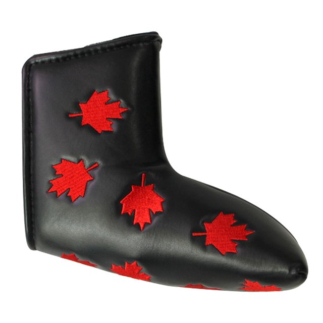 Housse Imperméable pour Tête de Putter de Golf en Cuir PU à Feuille d'Érable, Housses de Putter - Noir