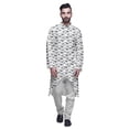 thumbnail image 1 of Atasi Kurta à Manches Longues Imprimé, Boutonné, Asymétrique, Kurta de Designer pour Garçons, 1 of 5