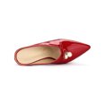 thumbnail image 4 of BLISSFUL STEP Women's Pearl Bow Block Heel Slides Mules Red 10, 4 of 8