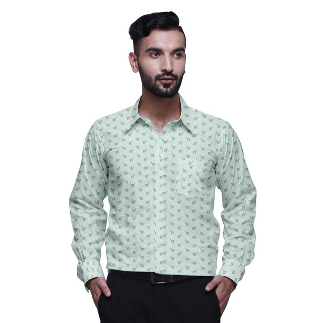 BESTMAN Long Sleeve Formal Shirt For Men Printed Button Down Cotton Men Shirts