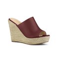 thumbnail image 1 of BLISSFUL STEP Chaussures pour Femmes Talon Compensé Bout Ouvert Espadrilles Mules à Plateforme Bourgogne 6, 1 of 7