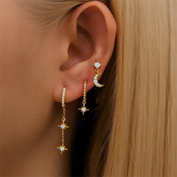 Hypoallergenic Surgical Steel Stud Earrings for Women Hoop Earrings Set Dainty Stud Earrings Trendy Gold Plated for Women Wedding Gifts for Birthday Anniversary for Her Warehouse Sale