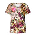 thumbnail image 4 of Hauts d'Été Grande Taille pour Femmes Chic Femmes Blouse d'Été Imprimée T-Shirts Décontractés Col en V Manches Courtes T-Shirts Hauts Col en V T-Shirt Femmes en Liquidation, 4 of 5