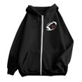 thumbnail image 3 of WEAIXIMIUNG Chandail en Molleton pour Femmes Graphique Mode Rugby Imprimé Fermeture Éclair Manches Longues Poche Cordon Décontracté Sport Chandail à Capuchon (5), 3 of 6