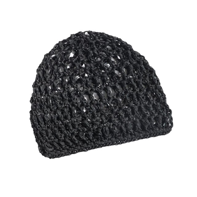 Esquirla Mesh Crochet Hair Net Curls Hair Wrap Lightweight Soft Elastic Crocheted Cap Black