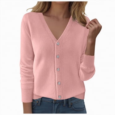 Splozh Cardigans pour Femmes Cardigan Décontracté Imprimé pour Femmes Haut à Manches Longues Veste Cardigan Haut Rose,G