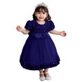 thumbnail image 1 of Robe Mi-Mollet à Manches Courtes et Col Rond, Tenue Formelle pour Enfants Incluant de Longues Robes Florales, Robes de Princesse, Robes à Fleurs pour Enfants, Robes de Mariage, Etc., 1 of 7