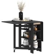 HOMCOM Foldable Dining Table, Drop Leaf Table with Storage for Kitchen