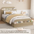thumbnail image 2 of Towallmark Sturdy Storage Headboard Bed Frame - Wooden Platform, Raised Footboard, Slat Support, No Box Spring Needed, White & Walnut, Bedroom Furniture, Golden Sandalwood, TWIN Size, 2 of 7
