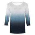 thumbnail image 4 of IROINID Offres Polyester Long Sleeve T-Shirt pour Women Confortable Col Rond Dégradé Sleeve Tops Chemisier, Marine, 4 of 5