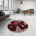 thumbnail image 4 of Ahgly Tapis Rond Lavable en Machine Intérieur Transitionnel Marron Chocolat, 6 Pieds Rond, 4 of 7