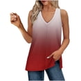 thumbnail image 1 of UPPADA Débardeurs d'Été pour Femmes à Col en V, à Lacets devant, T-Shirts, Chemises Sans Manches, Coupe Ample, Chemises Confortables, Tenues de Plage, Rouge, P, 1 of 8