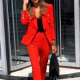 thumbnail image 3 of MesaSe Womens Casual Pocketed Office Blazers Draped Open Front Cardigans Jacket Work Suit Red, 3 of 5