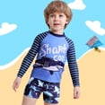 thumbnail image 2 of TOOYOU Toddler Boy Swimsuit 2 Piece Swim Set Short Sleeve Swim Shirt Swim Trunks Rash Guard Bathing Suits Child Swimwear For Beach And Pool Size 3-4 Years,Blue, 2 of 6