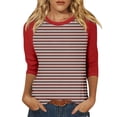 thumbnail image 1 of QIPOPIQ Hauts pour Femmes à Manches 3/4 d'Été Chemises Rayées Trois Quarts Chic Décontracté Tuniques Imprimées Hauts Blouses pour Femmes Liquidation, 1 of 5