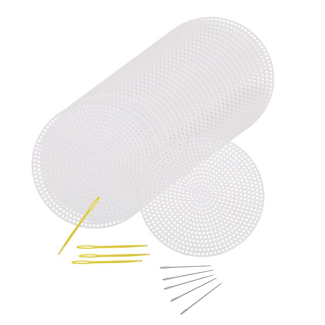 Feuilles Rondes en Toile Plastique pour Broderie, Point de Croix, Point d'Aiguille 77 mm