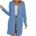 thumbnail image 1 of Lenpel Cardigan pour Femmes Léger à Manches Longues, Col en V, Boutonné, Cardigans Décontractés, Blouses Amples d'Extérieur (Bleu Pâle, Grand), 1 of 6