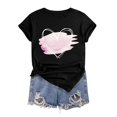 thumbnail image 4 of LUOGENLI T-shirts pour Femmes Mode Décontractée Chemises Imprimées Col Rond Manches Courtes Tee Tops Tunique Blouse T-shirts Graphiques Vêtements d'Été Amusants Noir m, 4 of 4