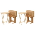 thumbnail image 1 of PJ Wood Folding Snack Tray Table w/Compact Storage Rack (10-Piece Set), 1 of 10