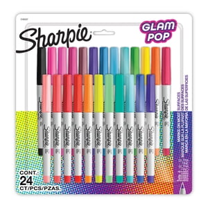 Sharpie Glam Marqueurs permanents de la pop, Ultra Point fin, couleurs assorties, 24 Nombre