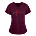 thumbnail image 1 of Women Short Sleeve V-neck Tops Nursing Working Uniform T-shirts, 1 of 2
