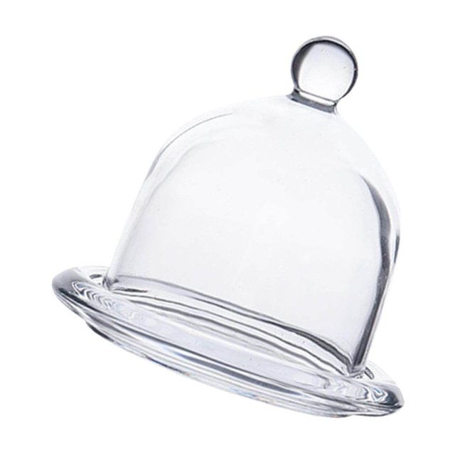 Transparent Glass Dessert Serving Tray with Dome Cupcake Server Lid Wedding Cake Pedestal Size L