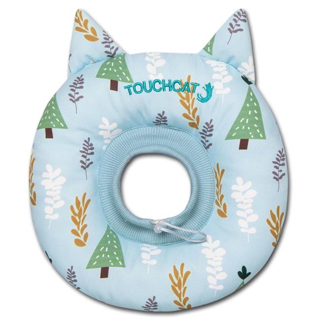 Pet Life CA1BLSM Touchcat Ringlet Licking & Scratching Adjustable Pillow Cat Neck Protector, Blue - Small