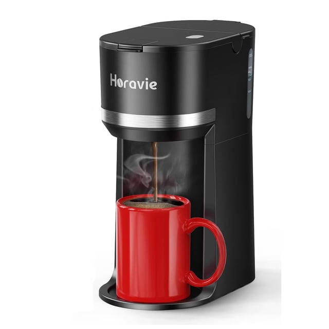 Coffee Maker Machine, Mini Single Serve Brewers for K-Cup and Grounds, 6 to 12 oz Brew Sizes, Fast Brew with Descaling Reminder a