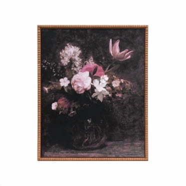 Crystal Art Gallery 16x20 Beaded Framed Canvas Dark Flowers – Henri Fantin-Latour Floral Wall Art, Vintage Farmhouse Classic Style