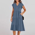 thumbnail image 1 of LOVZFMLL Dresses Women's Summer Solid Color SleevelessV-Neck Dress, 1 of 8