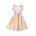 thumbnail image 2 of Robe Fille Rose Fleur Manches à Volants Croisée Princesse Vintage 6 Ans, 2 of 8