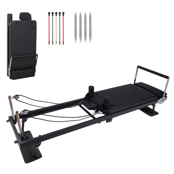 Pilates Reformer Machine – 91" Collapsible – Extra Long Studio Bed – Springs, Resistance Ropes & Bands – Adjustable Armrests & Headrest – 330 lb Capacity – CY-S3003