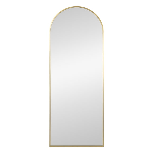 Mainstays Miroir Aluminum Curb , Pleine Longueur, 22x58 po., Miroir à Bord Supérieur Arqué, Finition Or Brossé, Miroir de Décoration d'Intérieur, avec Cadre. À Accrocher ou à Poser Contre le Mur.