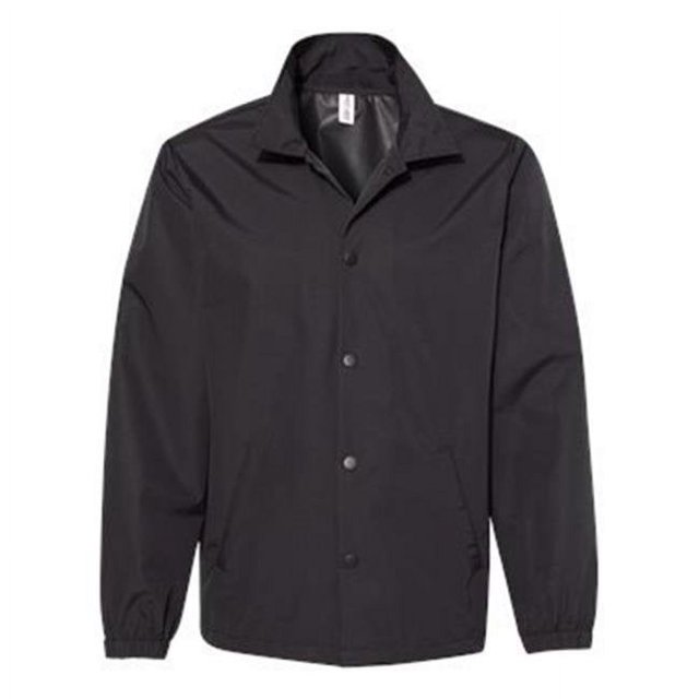 Independent Trading B20876514 Water-Resistant Windbreaker Coachs Jacket, Black & Black - Medium