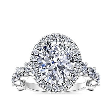 2.00 Ct Brilliant Oval Cut Natural Diamond Oval Solitaire with Accents Engagement Ring for her Solid 14K White Gold Size 5.5