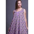 thumbnail image 3 of Bimba Améthyste3 Feuilles Florales et Pivoine Mi-Mollet Vêtement de Nuit Femme Coton Imprimé Sans Manches Robe de Nuit Maxi X-Small, 3 of 6