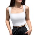 thumbnail image 1 of Timegard Camisoles pour Femmes Côtelées à Encolure Carrée Sans Manches Ajustées Confortables Courts T-Shirts Mode d'Été, 1 of 5