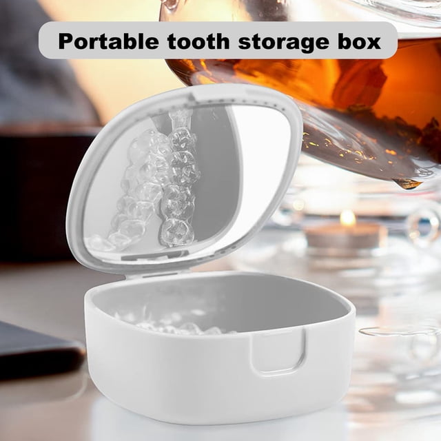 Orthodontic Retainer Box Good Sealing Breathable with Mirror Retainer Case Dental Mouthguard Case Holder for Adult