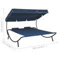 thumbnail image 4 of vidaXL Outdoor Lounge Bed with Canopy and Pillows Blue, 4 of 5