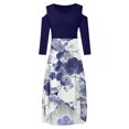 thumbnail image 4 of EQWLJWE Robes pour les Femmes Grande Taille Dégradé Floral Imprimé Épissage Cou Plus Robe Off Femmes Ourlet Partie Sexy Pull Manches Rondes, 4 of 4