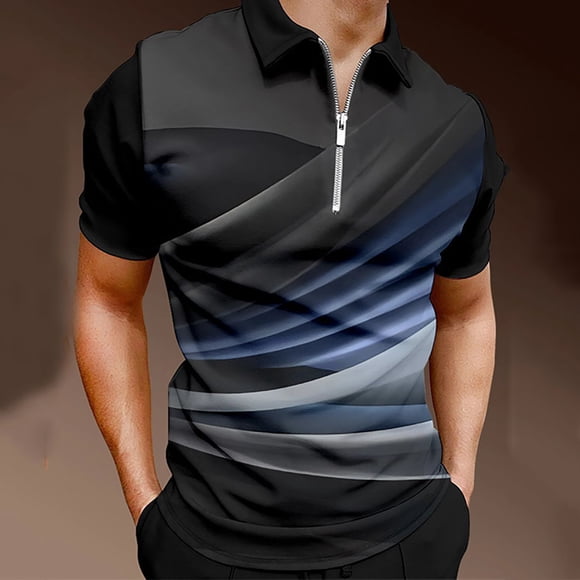 lcziwo Mens Quarter Zip Golf Shirts,Men's 1/4 Zip Shirts Short Sleeve Banded Collar Classic Golf Shirt Color Block Muscle Slim Fit T-Shirts,Multicolor XL