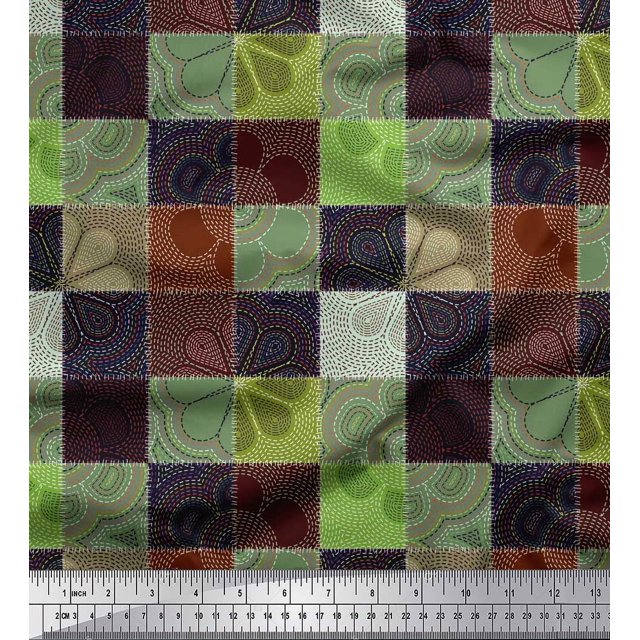 Soimoi Rayon Fabric Flower Artistic Print Fabric by Yard 42 Inch Wide