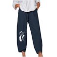 thumbnail image 1 of Birdeem Womens Loose Print Solid Color Pocket Loose Pants, 1 of 4
