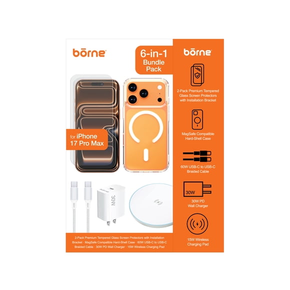 Borne 6-in-1 iPhone 17 Pro Max Accessory Bundle pack for mobile phones
