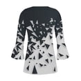 thumbnail image 5 of IROINID Reduced Plus Size Shirts for Women Crew Neck Long Sleeve Daily Trumpet Solid Buttoned Basic Ruched Corset Tunic Tops Pleated T-shirts Blouses,Navy, 5 of 5