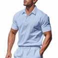 thumbnail image 2 of Txeol Saving Deals Mens Short Sleeve Shirts Casual Athletic Fit Button V Neck Tee Shirt Solid Color Basic Workout Muscle Tops,Light Blue,M, 2 of 10