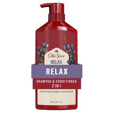Old Spice Relax 2 en 1 Shampooing et Revitalisant pour Hommes à la Lavande, pour des Cheveux Épais et en Santé pour Hommes