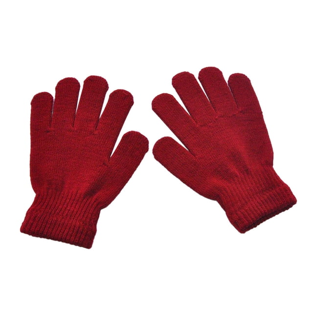 1 Pair Kids Gloves Exquisite Keeping-warm Children Gloves Practical Simple Clothes Accessory with Solid Color for Winter Wear Wine red