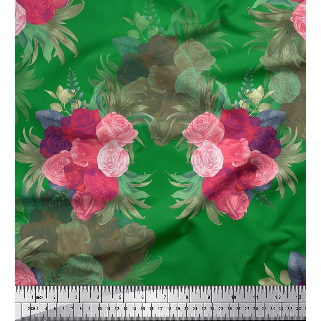 Soimoi Purple Poly Georgette Fabric Floral Art Geometric Print Fabric by Yard 52 Inch Wide