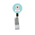 thumbnail image 1 of Damier Bleu Blanc English Bulldog Enrouleur d'Insigne Rétractable, 1 of 1